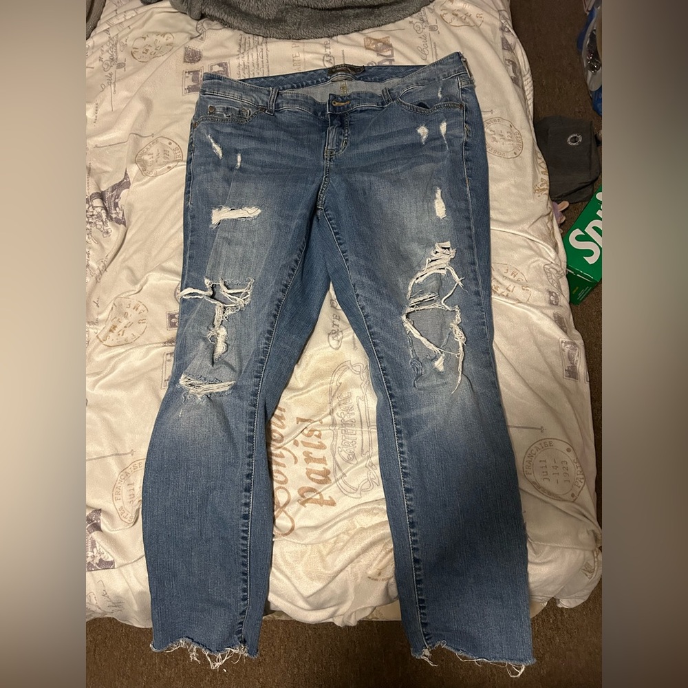 Plus Size Ripped Cropped Boyfriend Jeans